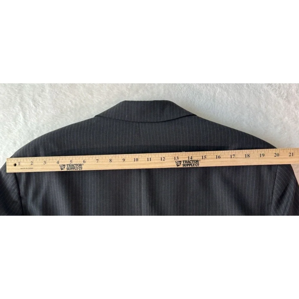 Lauren Ralph Lauren Blazer Mens 42T Wool Cashmere‎ Black Blue Pinstripe